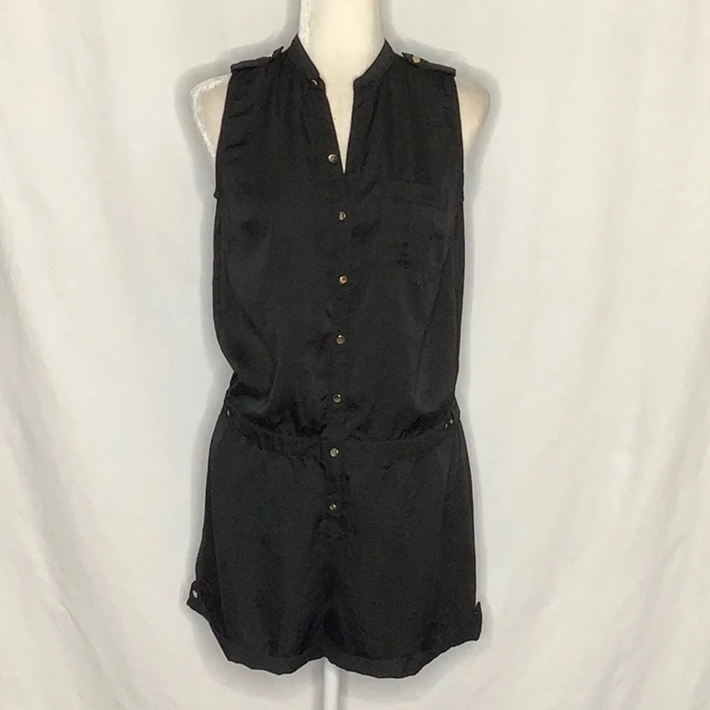 H&M Sleeveless Black Satin Romper Size 8